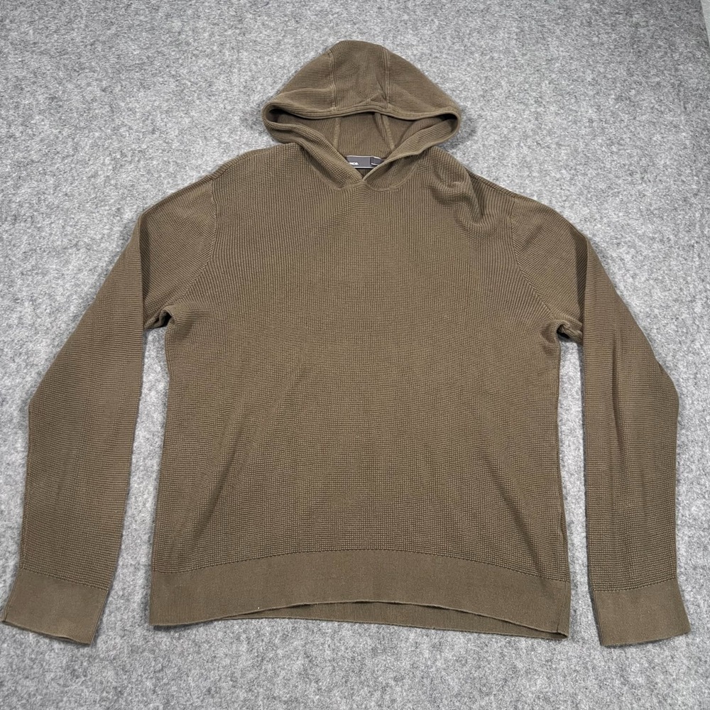 Vince Petrol‎ Green Textured Thermal Pima Cotton Knit Hoodie Men's Size XXL